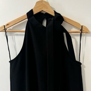 Black dress with long neck with tie